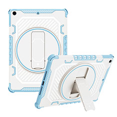 Coque Contour Silicone et Plastique Housse Etui Mat avec Support L08 pour Apple iPad 10.2 (2020) Bleu