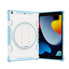 Coque Contour Silicone et Plastique Housse Etui Mat avec Support L09 pour Apple iPad 10.2 (2019) Bleu