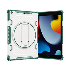 Coque Contour Silicone et Plastique Housse Etui Mat avec Support L09 pour Apple iPad 10.2 (2020) Vert