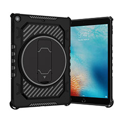 Coque Contour Silicone et Plastique Housse Etui Mat avec Support L09 pour Apple New iPad 9.7 (2017) Noir