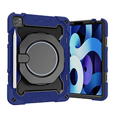 Coque Contour Silicone et Plastique Housse Etui Mat avec Support L13 pour Apple iPad Pro 11 (2020) Bleu