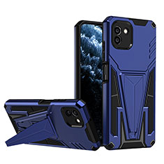 Coque Contour Silicone et Plastique Housse Etui Mat avec Support MQ1 pour Samsung Galaxy A03 Bleu