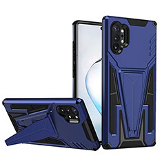 Coque Contour Silicone et Plastique Housse Etui Mat avec Support MQ1 pour Samsung Galaxy Note 10 Plus 5G Bleu