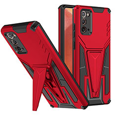 Coque Contour Silicone et Plastique Housse Etui Mat avec Support MQ1 pour Samsung Galaxy Note 20 5G Rouge