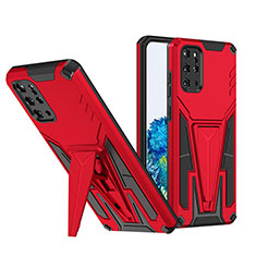 Coque Contour Silicone et Plastique Housse Etui Mat avec Support MQ1 pour Samsung Galaxy S20 Plus Rouge