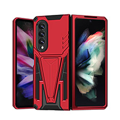 Coque Contour Silicone et Plastique Housse Etui Mat avec Support MQ1 pour Samsung Galaxy Z Fold3 5G Rouge