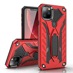 Coque Contour Silicone et Plastique Housse Etui Mat avec Support pour Apple iPhone 11 Pro Max Rouge