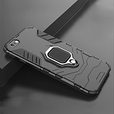 Coque Contour Silicone et Plastique Housse Etui Mat avec Support pour Apple iPhone SE (2020) Noir