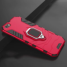 Coque Contour Silicone et Plastique Housse Etui Mat avec Support pour Apple iPhone SE3 (2022) Rouge