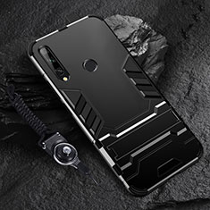 Coque Contour Silicone et Plastique Housse Etui Mat avec Support pour Huawei Enjoy 10 Plus Noir