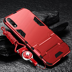 Coque Contour Silicone et Plastique Housse Etui Mat avec Support pour Huawei Enjoy 10 Rouge