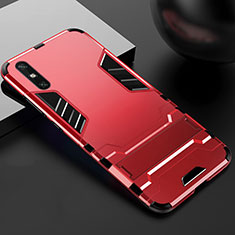 Coque Contour Silicone et Plastique Housse Etui Mat avec Support pour Huawei Enjoy 10e Rouge