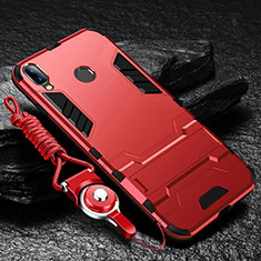 Coque Contour Silicone et Plastique Housse Etui Mat avec Support pour Huawei Enjoy 9 Plus Rouge