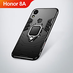 Coque Contour Silicone et Plastique Housse Etui Mat avec Support pour Huawei Honor 8A Noir