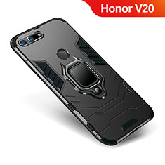 Coque Contour Silicone et Plastique Housse Etui Mat avec Support pour Huawei Honor View 20 Noir