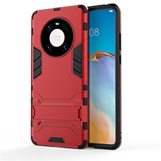 Coque Contour Silicone et Plastique Housse Etui Mat avec Support pour Huawei Mate 40E Pro 4G Rouge