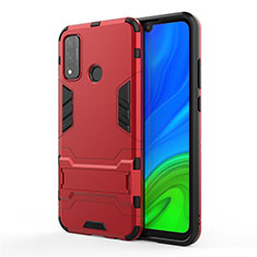 Coque Contour Silicone et Plastique Housse Etui Mat avec Support pour Huawei P Smart (2020) Rouge