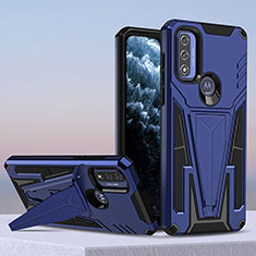 Coque Contour Silicone et Plastique Housse Etui Mat avec Support pour Motorola Moto G Pure Bleu