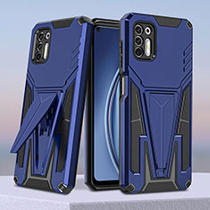 Coque Contour Silicone et Plastique Housse Etui Mat avec Support pour Motorola Moto G Stylus (2021) Bleu