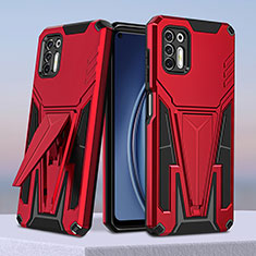 Coque Contour Silicone et Plastique Housse Etui Mat avec Support pour Motorola Moto G Stylus (2021) Rouge