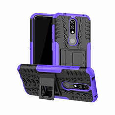Coque Contour Silicone et Plastique Housse Etui Mat avec Support pour Nokia 4.2 Violet