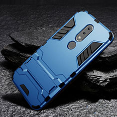 Coque Contour Silicone et Plastique Housse Etui Mat avec Support pour Nokia X6 Bleu Ciel