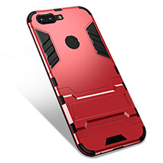 Coque Contour Silicone et Plastique Housse Etui Mat avec Support pour OnePlus 5T A5010 Rouge