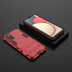 Coque Contour Silicone et Plastique Housse Etui Mat avec Support pour Samsung Galaxy A02s Rouge