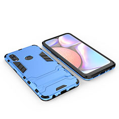 Coque Contour Silicone et Plastique Housse Etui Mat avec Support pour Samsung Galaxy A10s Bleu