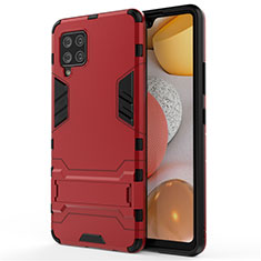 Coque Contour Silicone et Plastique Housse Etui Mat avec Support pour Samsung Galaxy A42 5G Rouge