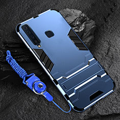 Coque Contour Silicone et Plastique Housse Etui Mat avec Support pour Samsung Galaxy A9 (2018) A920 Bleu