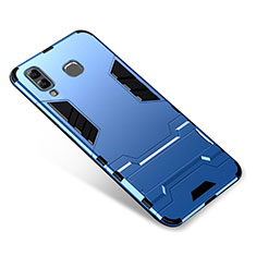 Coque Contour Silicone et Plastique Housse Etui Mat avec Support pour Samsung Galaxy A9 Star SM-G8850 Bleu