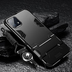 Coque Contour Silicone et Plastique Housse Etui Mat avec Support pour Samsung Galaxy F42 5G Noir