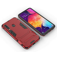Coque Contour Silicone et Plastique Housse Etui Mat avec Support pour Samsung Galaxy M40 Rouge