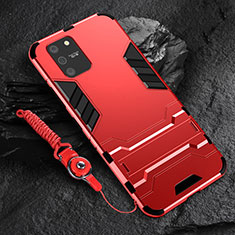 Coque Contour Silicone et Plastique Housse Etui Mat avec Support pour Samsung Galaxy M80S Rouge