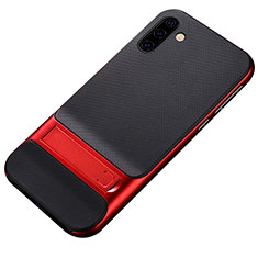 Coque Contour Silicone et Plastique Housse Etui Mat avec Support pour Samsung Galaxy Note 10 Rouge