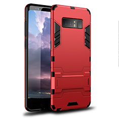 Coque Contour Silicone et Plastique Housse Etui Mat avec Support pour Samsung Galaxy Note 8 Rouge
