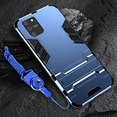 Coque Contour Silicone et Plastique Housse Etui Mat avec Support pour Samsung Galaxy S10 Lite Bleu