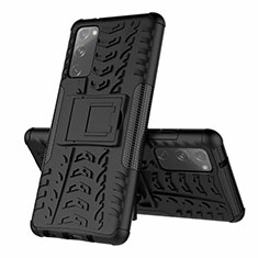 Coque Contour Silicone et Plastique Housse Etui Mat avec Support pour Samsung Galaxy S20 Lite 5G Noir