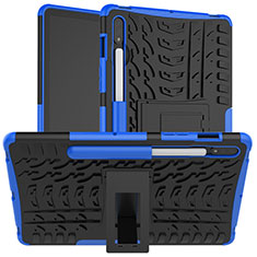 Coque Contour Silicone et Plastique Housse Etui Mat avec Support pour Samsung Galaxy Tab S7 4G 11 SM-T875 Bleu