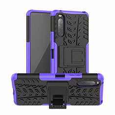 Coque Contour Silicone et Plastique Housse Etui Mat avec Support pour Sony Xperia 10 II Violet