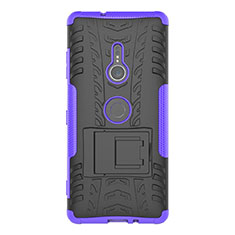 Coque Contour Silicone et Plastique Housse Etui Mat avec Support pour Sony Xperia XZ3 Violet