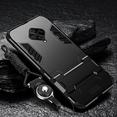 Coque Contour Silicone et Plastique Housse Etui Mat avec Support pour Vivo X50 Lite Noir