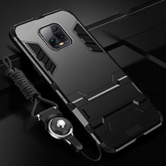 Coque Contour Silicone et Plastique Housse Etui Mat avec Support pour Xiaomi Redmi 10X 5G Noir