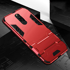 Coque Contour Silicone et Plastique Housse Etui Mat avec Support pour Xiaomi Redmi 8 Rouge