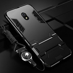 Coque Contour Silicone et Plastique Housse Etui Mat avec Support pour Xiaomi Redmi 8A Noir