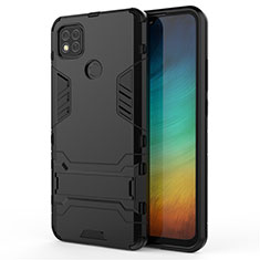 Coque Contour Silicone et Plastique Housse Etui Mat avec Support pour Xiaomi Redmi 9C Noir