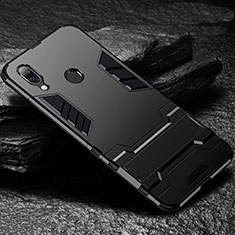 Coque Contour Silicone et Plastique Housse Etui Mat avec Support pour Xiaomi Redmi Note 7 Pro Noir