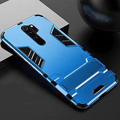 Coque Contour Silicone et Plastique Housse Etui Mat avec Support pour Xiaomi Redmi Note 8 Pro Bleu Ciel