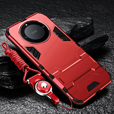 Coque Contour Silicone et Plastique Housse Etui Mat avec Support R01 pour Huawei Honor Magic6 Lite 5G Rouge